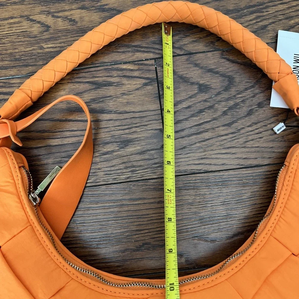 Jason Wu Nylon Woven Hobo Bag Vegan Leather Persimmon Orange $138 MSRP